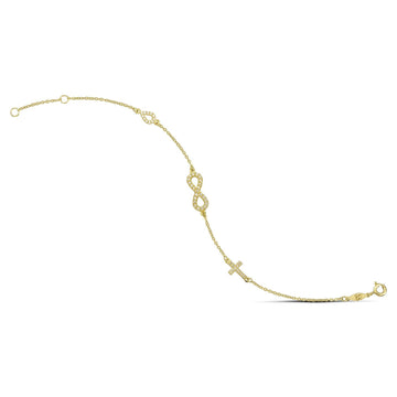 Βραχιόλι χρυσό με άπειρο και σταυρό - themelidisjewels